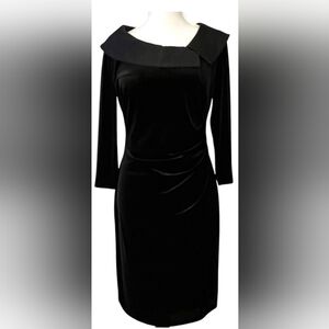 Jessica Howard Elegant Black Velvet Long Sleeve Dress